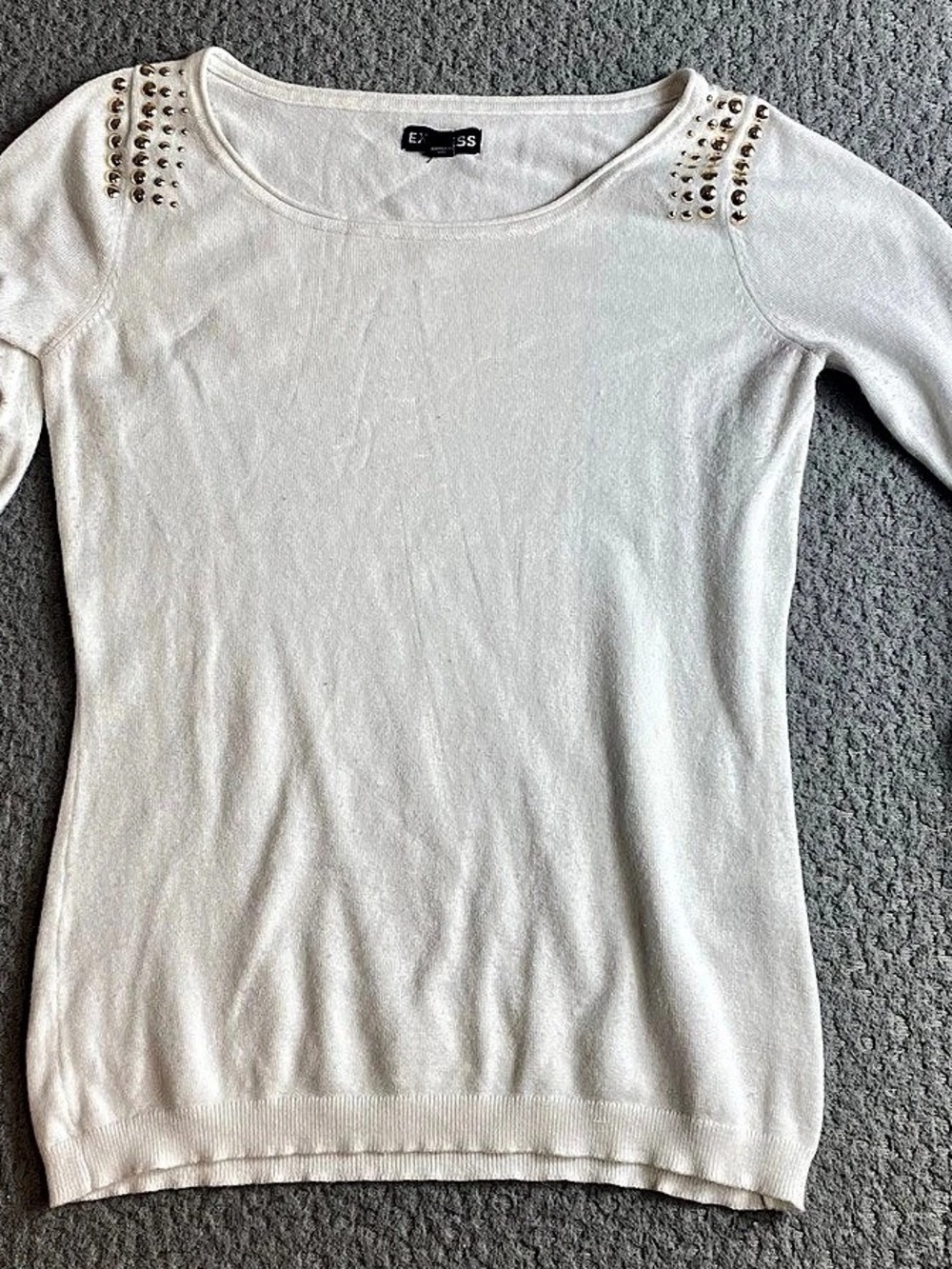 Express Studded Shoulder Sweater White Size XS